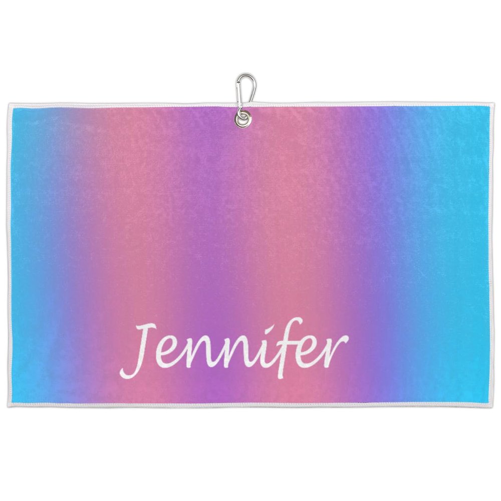 FZDXZJJ Custom Golf Towels for Women Personalized Golf Towel with Name Or Text for Golf Bags with Clip Golf Gifts for Golf Fan,Funny Golf Lover Gift for Wife Mom Girlfriend- Blue Coral Gradient