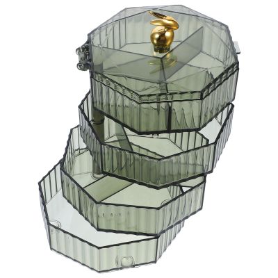 Cabilock Desktop Earring Box Jewelry Organizer Lid Transparent Rotating Jewelry Storage Case for Earrings Necklaces and Trinkets for Home and Bedroom Organization