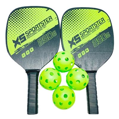 Professional Pickleball Set 2-Player Carbon Fiber Paddle Racquets 4 Ball, Type A Green, 42x23x7cm