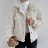 Women Faux Fur Coat Button Down Shirts Cropped Sherpa Jacket Notch Lapel Warm Thicken Open Front Outerwear Short Coats view 2