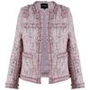 ebossy Women's Elegant Open Front Round Neck Fringed Plaid Tweed Jacket (Medium, Pink) view 1