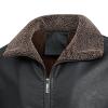 SWJGLITTR Men's Fur Collar Leather Jacket Casual Warm Winter Faux Leather Coat Men Sherpa Lined Winter PU Outwear (XX-Large,Black) view 2
