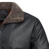 SWJGLITTR Men's Fur Collar Leather Jacket Casual Warm Winter Faux Leather Coat Men Sherpa Lined Winter PU Outwear (XX-Large,Black) view 3