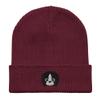 Japanese Chin Beanie, Embroidered Unisex 100% Organic Cotton Ribbed Beanie, Japanese Chin Gifts, Design 2. Burgundy view 1