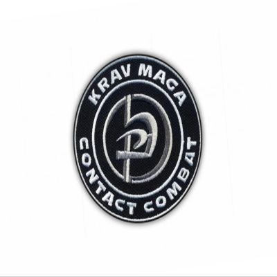 Patchion Krav MAGA - Contact Combat - White Hook and Loop - Embroidered Patch/Badge/Emblem