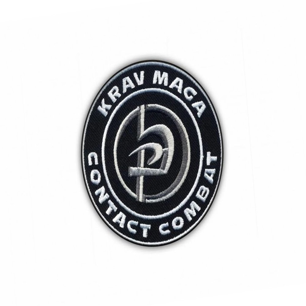 Patchion Krav MAGA - Contact Combat - White Hook and Loop - Embroidered Patch/Badge/Emblem