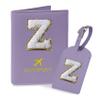 COSHAYSOO Purple Passport Cover and Initial Luggage Tag Set TSA Approved with Preppy Chenille Letter Patch for Women Girl Teens, 2023 Trendy Travel Bag Backpack Suitcase Identifier Essential Gifts (Z) view 1