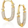 14K Gold Hoop Earrings for Women, Hypoallergenic Lightweight Hoops with Round Cubic Zirconia, U Shaped Earrings, Gold Earrings for Women Trendy Jewelry Gift view 1