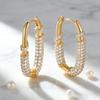 14K Gold Hoop Earrings for Women, Hypoallergenic Lightweight Hoops with Round Cubic Zirconia, U Shaped Earrings, Gold Earrings for Women Trendy Jewelry Gift view 4