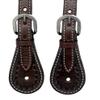 BLACK HOOF Border Tooled Leather Spur Straps for Horse Riders | Western Men, Women, Adjustable Single Ply Spur Straps | Equestrian Accessories (Dark Brown) view 4