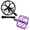 BUCKLOS Folding Bike Crankset 170mm, 130 BCD Round Single Speed Chainring 53T, MTB Flat Pedals Mountain Bike Pedals, 3 Bearings Adult Road Bike Bicycle Platform Pedals view 1