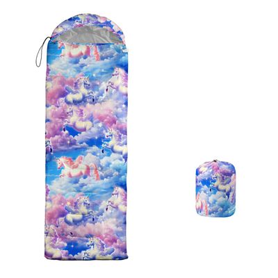 Unicorn Sleeping Bags for Adults and Kids,Stars Clouds Backpacking Camping Sleeping Bag for Girl Boys Lightweight Waterproof Cold/Warm Sleeping Bag for Season Outdoor Travel with Compression Bags