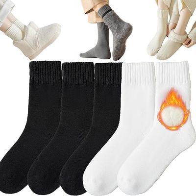 INXKED 5Pairs Winter Thermal Socks, Womens Super Thick Wool Socks, Warm Breathable Crew Boots Socks (02,M)