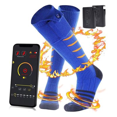 Heated Socks for Women and Men, Electric Heated Socks, APP Control Electric Socks Foot Warmer 5000mAh Battery Heating Socks Rechargeable Heated Socks for Sports Outdoor, Hiking, Skiing (Color : Blue