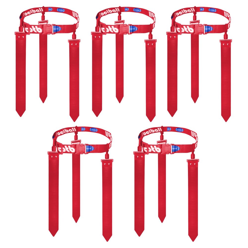 NANSHINE 5pcs Red Flag Football Sets,Inclue 5pcs Adjustable Football Belts 15pcs Red Flags For Kids Youth Adults Outdoor Training And Games