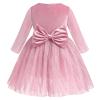 Toddler Girl Fall Outfits Baby Velvet Plush Tulle Tutu Dress Christmas Long Sleeve Xmas Party Holiday Outfit Princess A-Line Dresses Birthday Wedding Evening Gown Kids Winter Clothe Pink 18-24M view 2