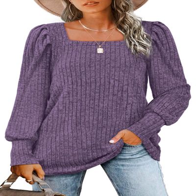 WIHOLL Long Sleeve Tops for Women Fashion Outfits 2026 Sweaters for Women Purple S