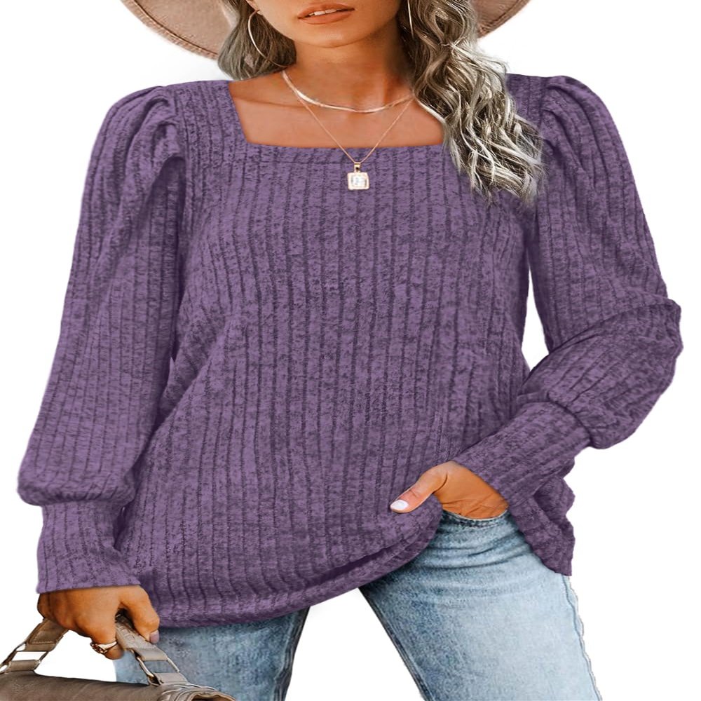 WIHOLL Long Sleeve Tops for Women Fashion Outfits 2026 Sweaters for Women Purple S