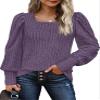 WIHOLL Long Sleeve Tops for Women Fashion Outfits 2026 Sweaters for Women Purple S view 2