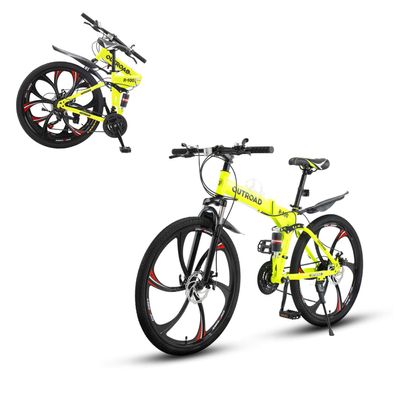 Omelaza 26 ich Folding Mountain Bike, 21 Speed High Carbon Steel Mountain Bike for Adults with 28 Inches Durable Tires, Front Suspension Folding Bicycle for Women and Man