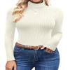 Ekouaer Women's Turtleneck Shirts Ribbed Pullover Sweater Long Sleeves Tops Midweight Thermal Underwear Blouse Beige S