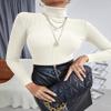 Ekouaer Women's Turtleneck Shirts Ribbed Pullover Sweater Long Sleeves Tops Midweight Thermal Underwear Blouse Beige S view 3
