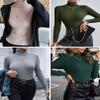 Ekouaer Women's Turtleneck Shirts Ribbed Pullover Sweater Long Sleeves Tops Midweight Thermal Underwear Blouse Beige S view 4