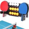 Onemacc Ping Pong Paddle Holder, Ping Pong Paddle Storage Rack Wall Mounted Holds 8 Paddles and 12 Balls, Table Tennis Racket Display Organizer for Game Room,Home, Black view 1
