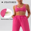 Sexy Scoop Neck Curved Sports Bra Seamless Low Cut Low Impact Padded Workout Bra Classic Designer Yoga Bra Quick Dry Gym Fitness Bra Pink view 2