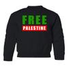 superhotapparel Free Palestine Natinal Flag Colors Israel War Youth Crewneck Sweatshirt (Black, Youth Medium) view 1