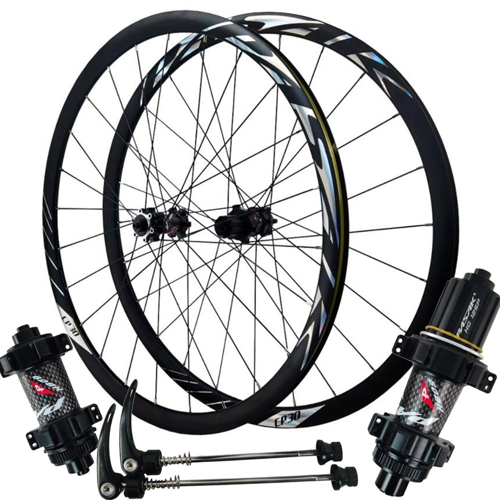 ZECHAO 700C Bike Disc Brake Road Wheel Set,Disc Brake Aluminum Alloy Double Layer Rims Quick Release Cross Country Racing Bike Wheelset (Color : Black, Size : HG)