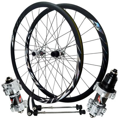 ZECHAO 700C Racing Bike Wheel,Front 2 Rear 4 Bearings Quick Release Double-Layer Rim 8/9/10/11/12 Speed for 700C*23C-45C/29in*1.25"-2.1" Wheelset (Color : Silver, Size : XD)