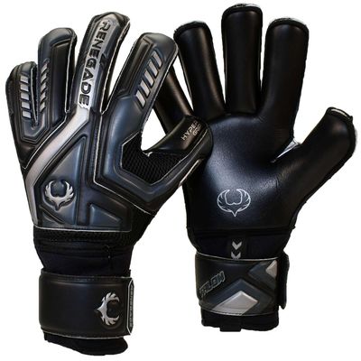 Renegade GK Talon Blackhawk Goalie Gloves with Pro-Tek Finger Spines | 4mm Hyper Grip & Duratek | Black Soccer Goalkeeper Gloves (Size 7, Youth, Roll Cut, Level 2)