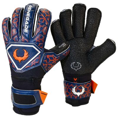 Renegade GK Triton Octane Goalie Gloves with Pro-Tek Finger Protection | 3.5+3mm Super Grip| Black, Blue & Orange Soccer Goalkeeper Gloves (Size 11, Adult, Roll Cut, Level 2)