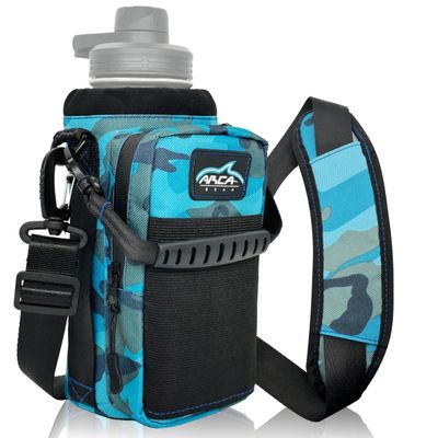 Arca Gear 32 oz Hydro Carrier - Insulated Water Bottle Sling w/Carry Handle, Shoulder Strap, Wallet and Two Pouches - The Perfect Flask Accessory (Aqua Camo)