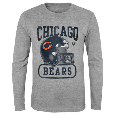 NFL Kids Youth 8-20 Head to Head Heather Gray Primary Logo Officially Licensed Football Long Sleeve Crewneck Cotton T-Shirt (Chicago Bears, 18-20)