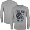 NFL Kids Youth 8-20 Head to Head Heather Gray Primary Logo Officially Licensed Football Long Sleeve Crewneck Cotton T-Shirt (Chicago Bears, 18-20) view 3