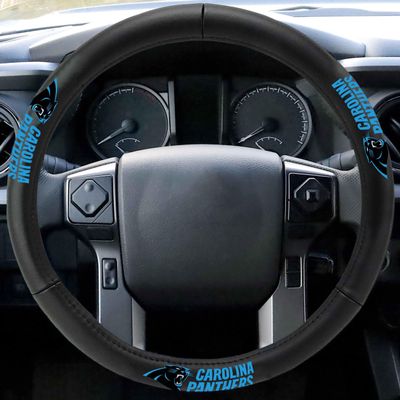 FANMATS 40498 NFL - Carolina Panthers Genuine Leather Steering Wheel Cover | Black 15"x15"