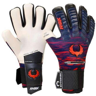 Renegade GK Eclipse Tremor Professional Goalie Gloves Pro Finger Savers Black| Blue & Red Soccer Goalkeeper Gloves (Size 9, Youth-Adult, Neg. Cut, Level 5)