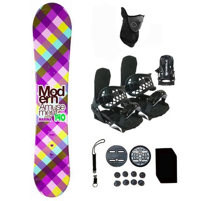 Symbolic 140-144cm Snowboard and Black Bindings Package Leash, Stomp, Mask Women Girls Kids (140-Camber+S Binding(Lady 6-9.5) wf261)