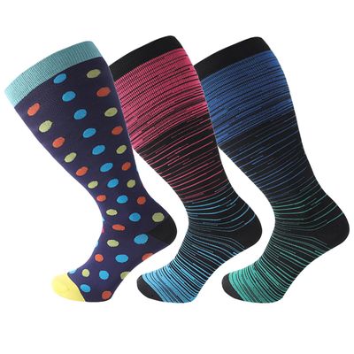 GPKWOS 3 Pairs Plus Size Compression Socks for Women&Men Wide Calf Support Socks for Nurses Running Pregnant Travel 15-20mmHg