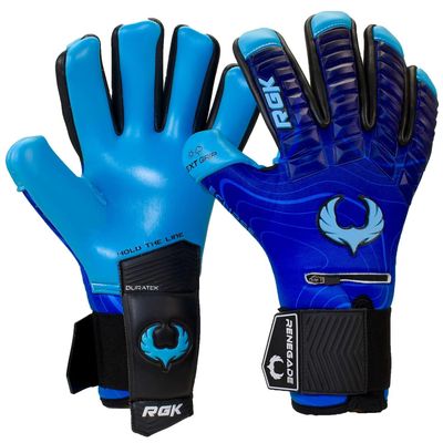 Renegade GK Eclipse Riptide Professional Goalie Gloves with Pro Fingersaves Black| Blue Soccer Goalkeeper Gloves (Size 6, Youth, Junior, Neg. Cut, Level 5)