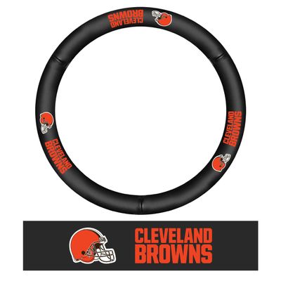 FANMATS 40496 NFL - Cleveland Browns Genuine Leather Steering Wheel Cover | Black 15"x15"