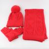 Winter Hat Scarf Gloves Ear Warmer Warm Knit Hat Screen Gloves Set Winter Gifts Neck Scarves for Hat Gloves Red view 2
