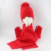Winter Hat Scarf Gloves Ear Warmer Warm Knit Hat Screen Gloves Set Winter Gifts Neck Scarves for Hat Gloves Red view 3