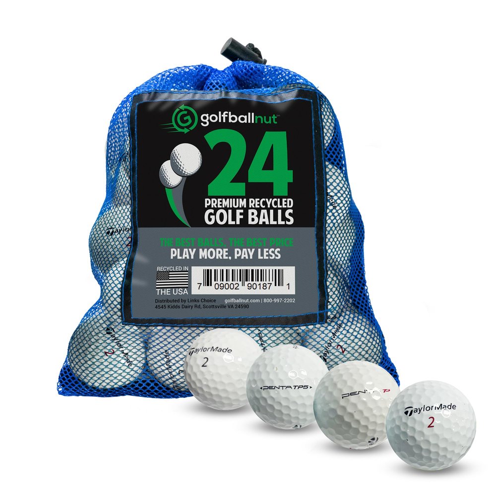 GolfBall Nut Used and Certified Recycled for Taylormade TP Mix Near Mint 4A Quality White 24 Golf Balls Mesh Bag Included