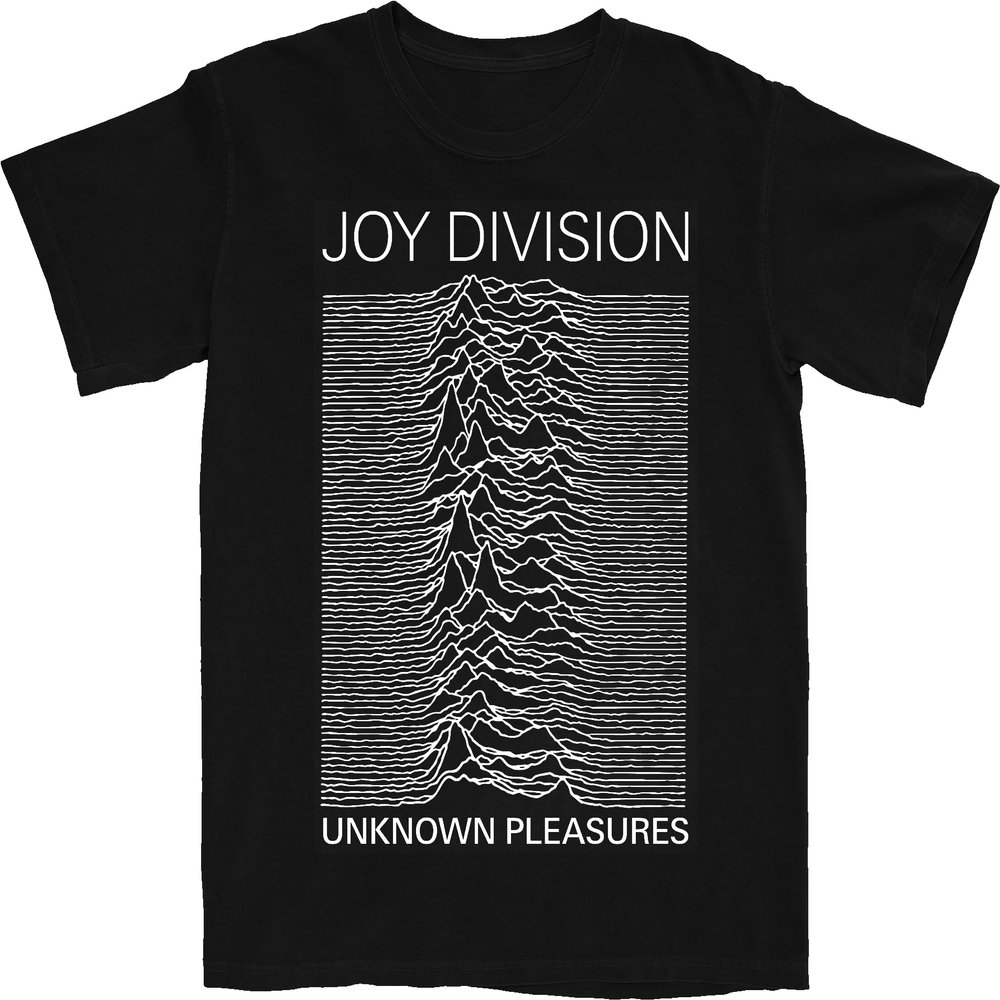2Bhip Joy Division Unknown Pleasures Album Cover Men's Short Sleeve T-Shirt Punk Rock Vintage Style Graphic Tees - Black, X-Large