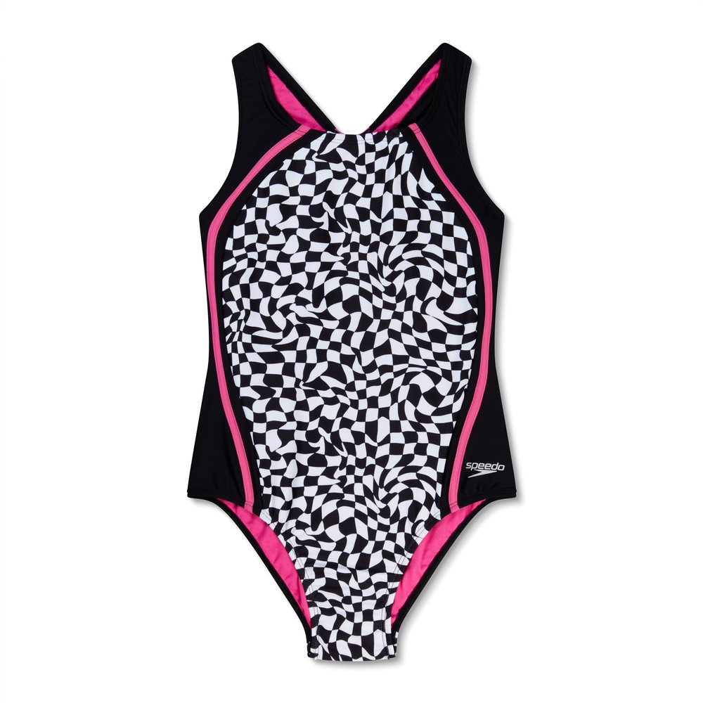 Speedo Girl's Swimsuit One Piece Thick Strap Racer Back Printed