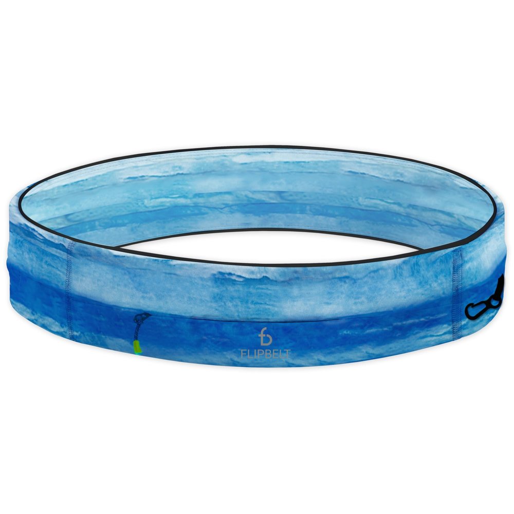 FlipBelt Zipper Running Belt, Waist Pack for Fitness and Running Fanny Pack for Women Men Phone Keys Money US Company - [Sayram Blue] - [Medium]