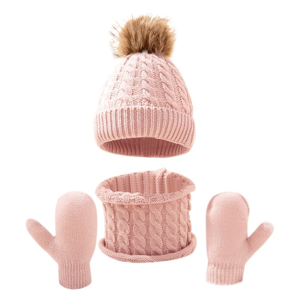 Winter Kids Hat Scarf Glove Set Knit Fleece Lined Neck Warmer Mittens for Toddler Boys Girls Scarf Gloves (C, One Size)